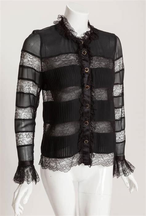 chanel black silk blouse|chanel silk blouses.